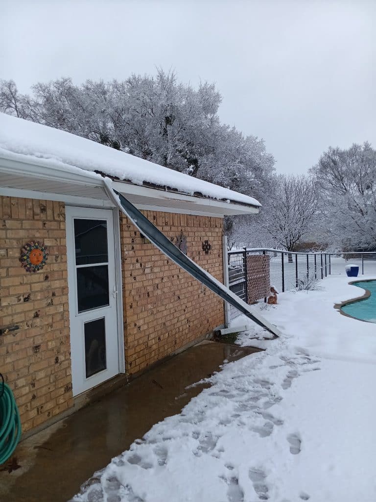 ice/snow accumulation broken gutter