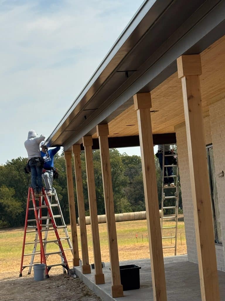 professional custom North Texas gutter installation on new residential house